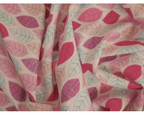 Printed Cotton Poplin Fabric -  Summer Leaves